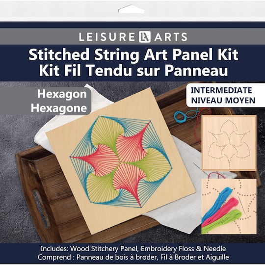 Leisure Arts&#xAE; Intermediate Hexagon Stitched String Art Panel Kit